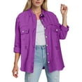 thumbnail image 2 of adviicd Women's Oversized Denim Jacket Casual Long Sleeve Denim Shirts Jean Jacket Fall Outfits 2025 Dark Purple, XXL, 2 of 6