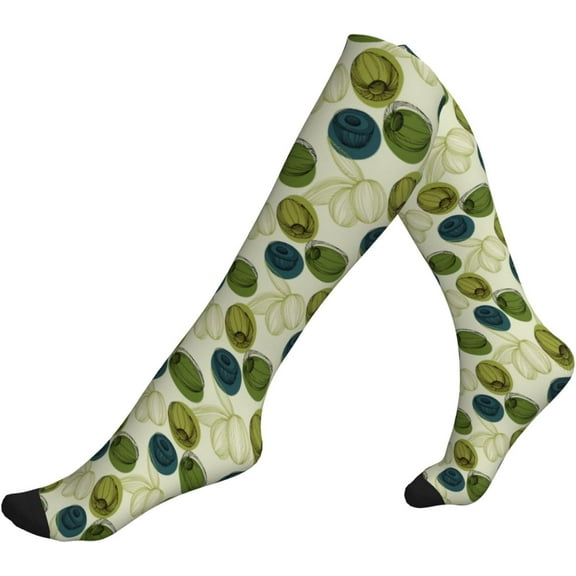 Compression Socks For Women Green Olive Knee High Stockings For Running Sports Travel