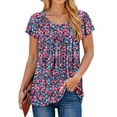thumbnail image 3 of Fantaslook Womens Blouses Dressy Casual Pleated Tunic Tops Floral Ruffle Sleeve Summer Shirts, 3 of 7