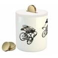 thumbnail image 2 of Sketchy Piggy Bank, Hand Drawn Image of Cyclists Bicycle Bikes with Tour De France Theme Outdoors, Ceramic Coin Bank Money Box for Cash Saving, 3.6" X 3.2", Black and White, by Ambesonne, 2 of 4