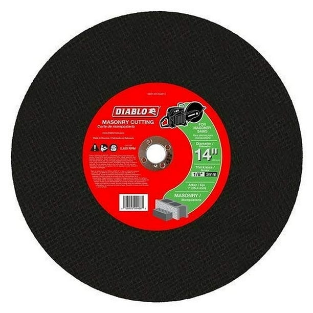 Disco de corte Diablo para mampostería de 14 pulgadas de diámetro y 3 mm de grosor