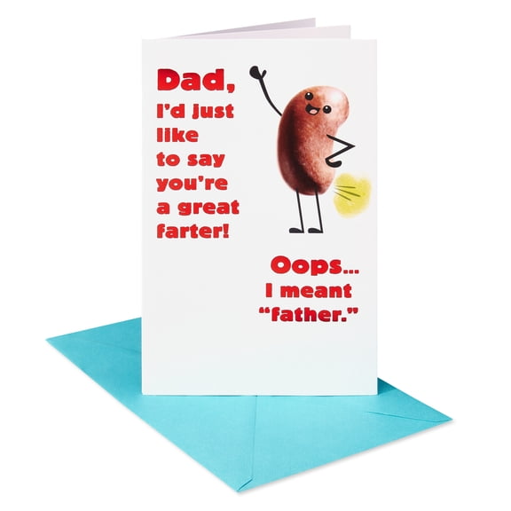 American Greetings Funny Father's Day Card for Dad, Punny Bean Humor Design with Foil Accents, Includes Envelope