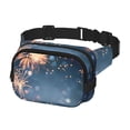 thumbnail image 2 of Picia Gold And Blue Fireworks Print Square Double-Layer Waist Bag Mini Adjustable Waist Belt Bag Exercise Running Travel Hiking, 2 of 9