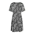 thumbnail image 5 of JINMGG Womens Plus Size $5 Women's Summer Fashion Casual Printed Round Neck Plus Size Short Sleeve Skirt Midi Dress Black XXXL, 5 of 5