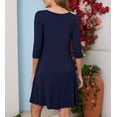 thumbnail image 6 of Asklazy Women's Round Casual Dress Neck 3/4 Sleeves A-line Tshirt Dress with Pocket,US Size,M,Navy blue, 6 of 9