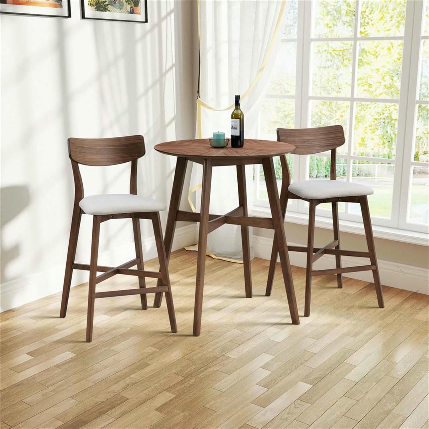 Demi Bonn 41" Counter Height Bar Stools Set of 2, Soft Upholstered Barstools with Back, Kitchen Island Countertop Chairs for Dining Room, Brown