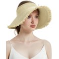thumbnail image 3 of (2 pack) EINSKEY Women's Sun Visor Hat Packable Straw Floppy Wide Brim Ponytail Hat for Summer Beach Travel Golf Garden, 3 of 8