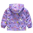 thumbnail image 2 of ATOGUTA Waterproof Hooded Jacket for Boys Girls Cute Print Zip Up Hooded Jacket Boys Girls Long Sleeve Windproof Coat Purple, Size 18M-5T, 2 of 5