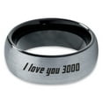 thumbnail image 2 of Tungsten I Love You 3000 Engraved Quote Band Ring 8mm Men Women Comfort Fit Black Dome Brushed Gray Polished, 2 of 4