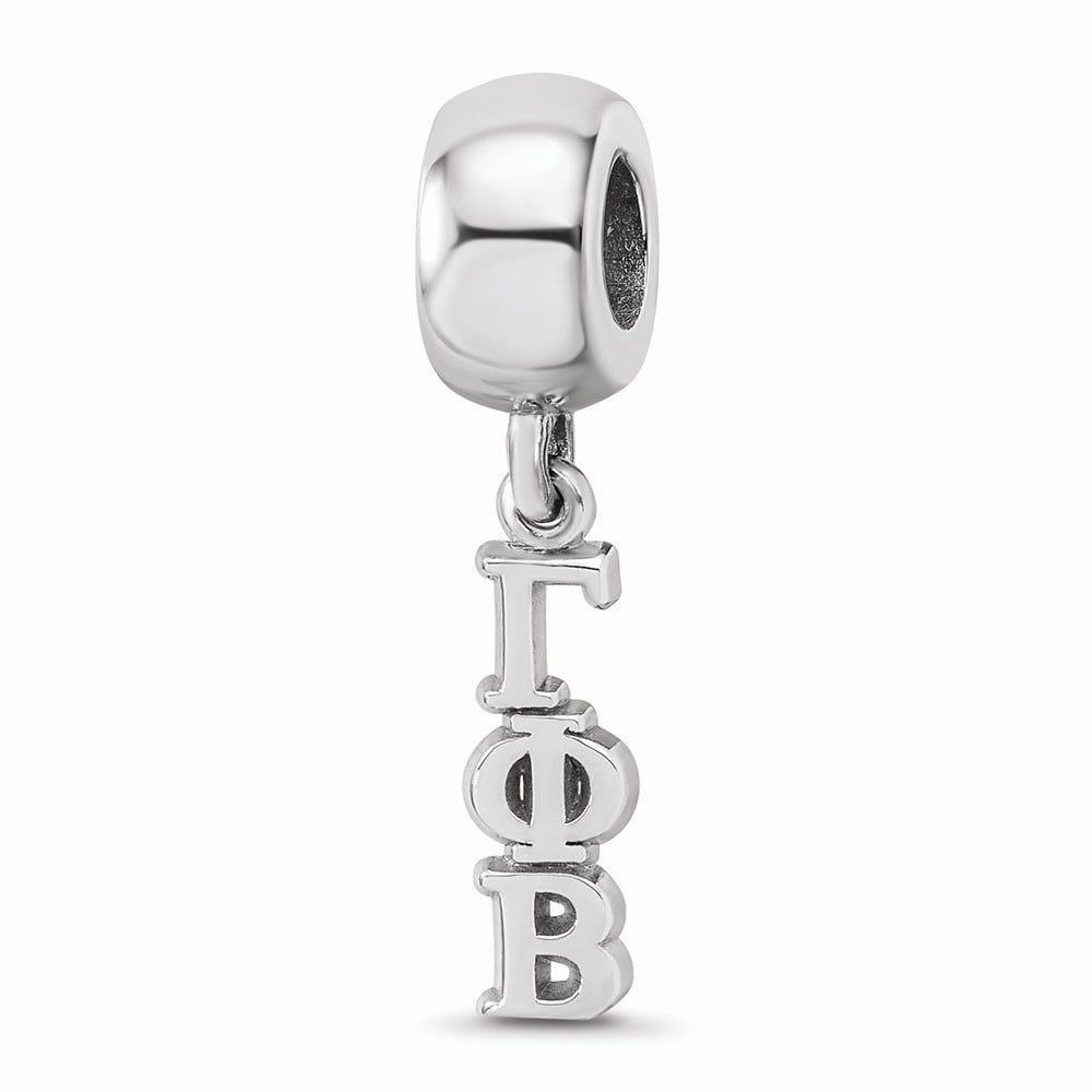 Solid 925 Sterling Silver 5/8 Gamma PHI BETA Vertical Letters ON Plain Bead Solid 925 Sterling Silver 5/8 Gamma PHI BETA Vertical Letters ON Plain Bead