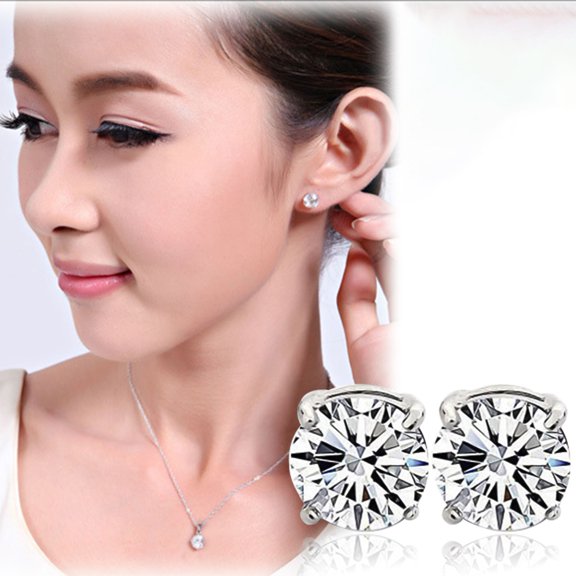 batmeuy Earrings 4 Claws Design Non-Piercing Alloy Magnet Rhinestone Inlaid Ear Stud for Party