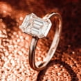 thumbnail image 3 of solitaire jewels 2CT Emerald Moissanite Half Bezel Engagement Ring For Women, 18K Rose Gold, 3 of 5