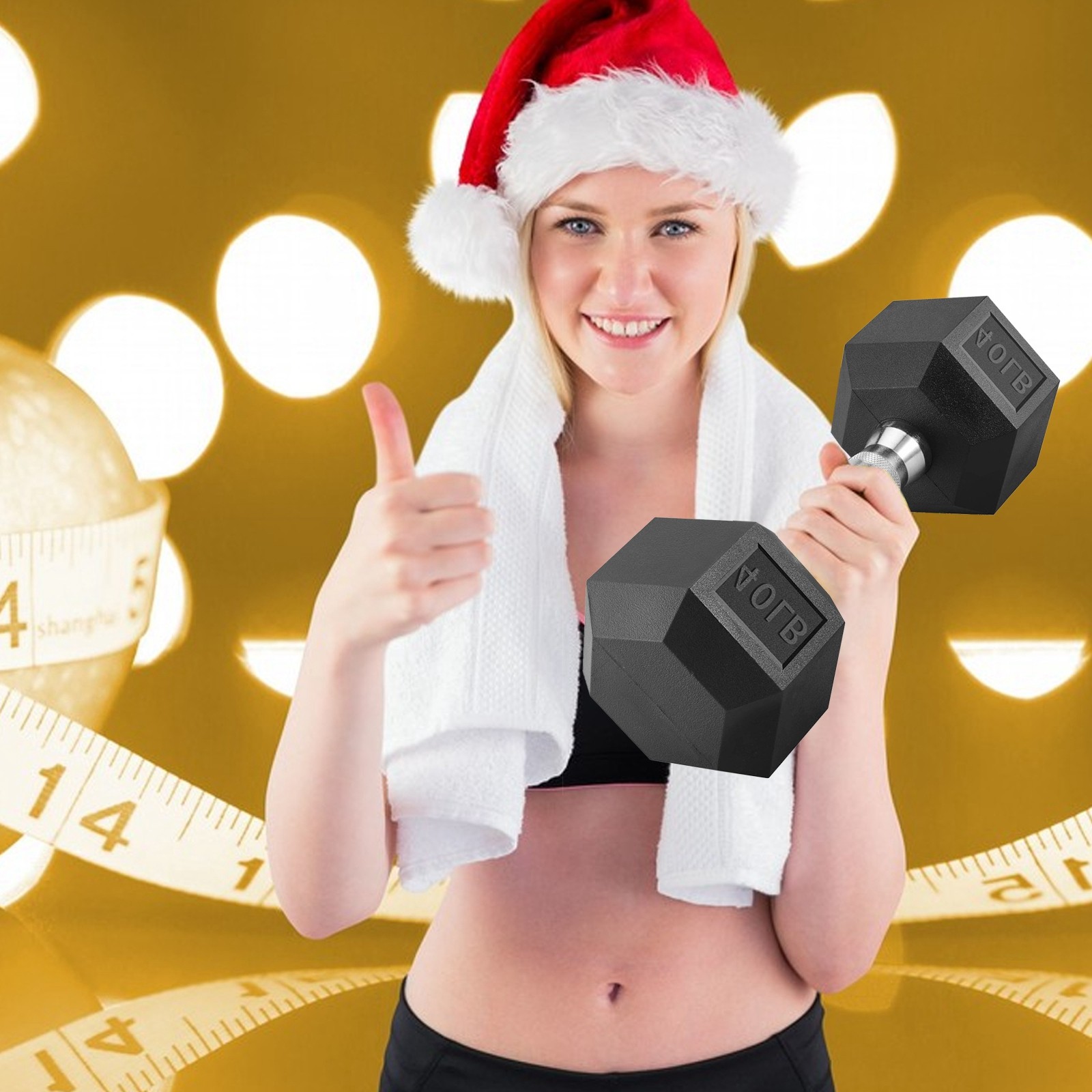 Barbell Set Of 1 Hex Rubber Dumbbell With Metal Handles Pair Of 1 Heavy