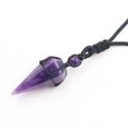 thumbnail image 1 of Guérison Cristal Pointu Collier Réglable Corde Noire Pierres Précieuses Naturelles Pendentifs Bijoux pour Hommes Femmes, 1 of 5