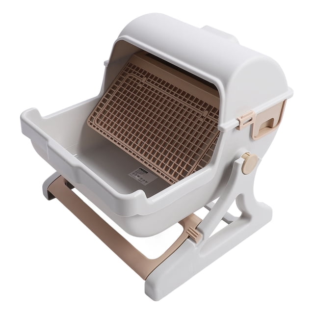 Large Kitty Litter Tray, Odor Control Semi Automatic Cat Litter Box Easy Assembly Anti Splash Spacious for Indoor Cats