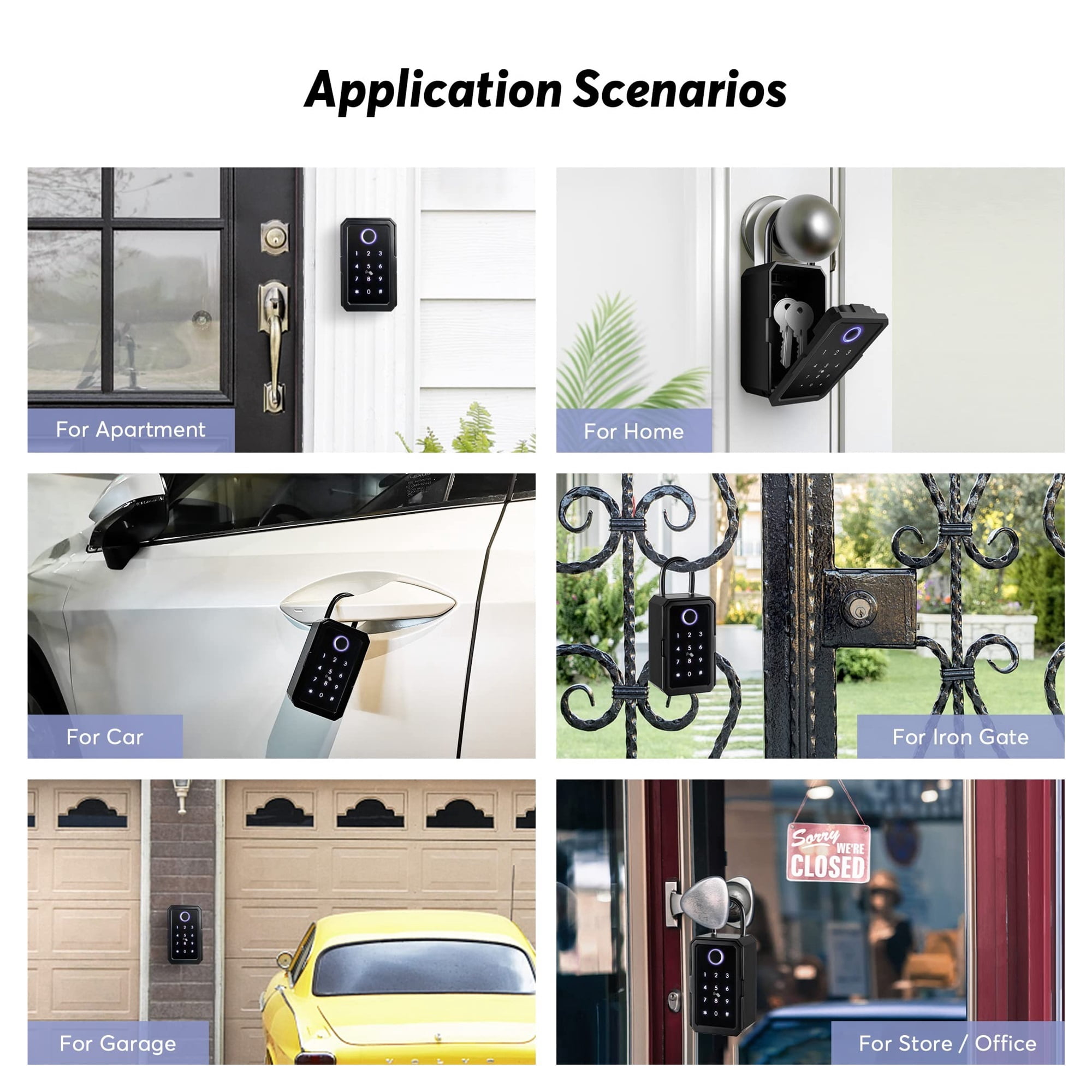 Key Safe Box Outdoor,Security Intelligent Password Storage Lock Tuya or TTLock APP Key Box Anti-theft box ,Security and Anti-Theft