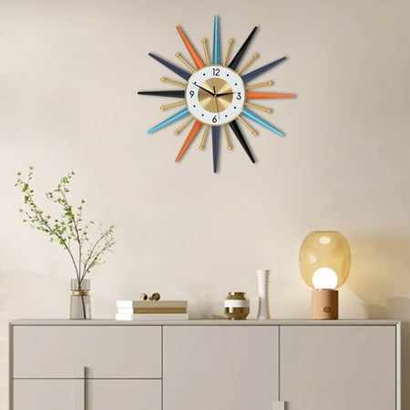 Colorful Modern Wall Clock Starburst Ball Clock Mid Century Festivel Home Decor (Battery Not Included)
