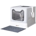 thumbnail image 1 of Caja de arena para gatos Medario, grande, con tapete, cuchara y tapa, color gris, 1 of 7