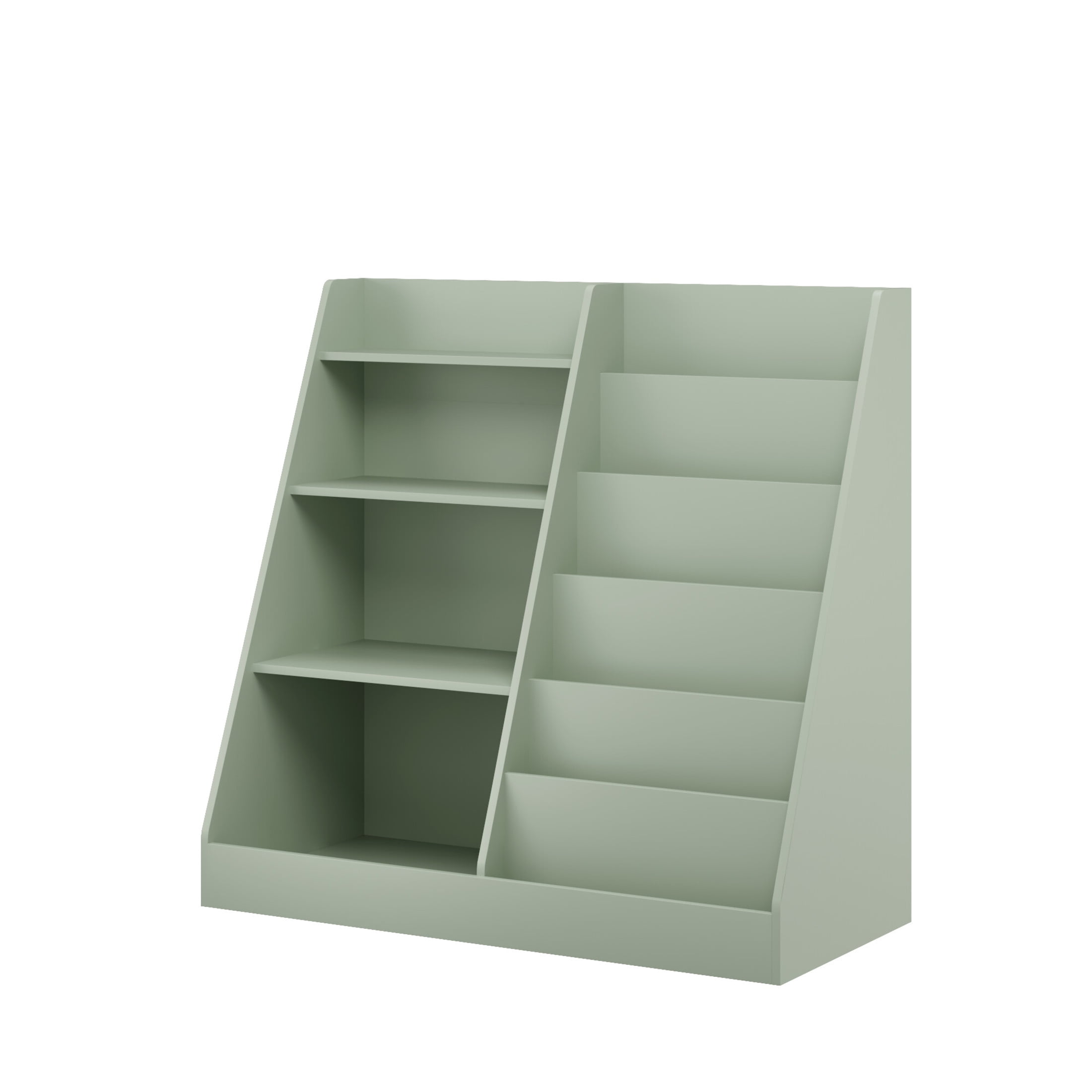 Noble House Aldo 4-Tier Wooden Bookshelf, Multifunctional  Toy Storage Organizer in Kids Room, Display Stand, Sage