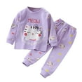 thumbnail image 2 of fnnxnal Cat Pajama Set for Toddler 4T - Purple 100% Cotton with Shoulder Snaps, Soft Kids Sleepwear & Loungewear, 2 of 4
