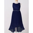 thumbnail image 5 of iEFiEL Kids Girls Sleeveless Sparkly Rhinestone High-low Hem Dress for Birthday Party Navy Blue 8, 5 of 7