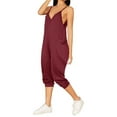 thumbnail image 7 of Women's Loose Sleeveless Jumpsuits Capris Spaghetti Strap Harem Capri Pants Casual Romper Overalls Summer Outfits (XL, Red), 7 of 7