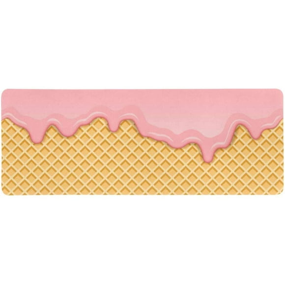 POGLIP Cute Pink Strawberry Ice-Cream Melted on Waffle Background Extra Extended Large Gaming Mouse Pad Mat Desk Pad Keyboard Mat 31.5x12 inch