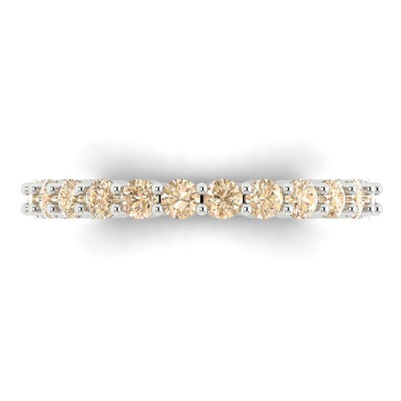 1.2 ctw Wedding Band for Women - 18K White Gold Natural Morganite Stackable Eternity Ring