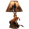 thumbnail image 2 of Ebros Rearing Wild Chestnut Horse Stallion Desktop Table Lamp With Shade Home Decor, 2 of 8