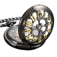 thumbnail image 3 of ESS Black Case Pocket Watch Half Hunter Gold Stainless Steel Case Mens  Gift, 3 of 5
