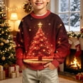 thumbnail image 4 of Frostluinai Kids Boys Fall Sweaters Christmas Tree Print Knit Sweater Tops Oversized Crewneck Long Sleeve Lightweight Pullover 5-16 Years, 4 of 8