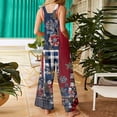 thumbnail image 4 of Iaqnaocc 4th Of July Jumpsuits for Women Plus Size American Flag Floral Print Sleeveless Wide Leg Summer One Piece Adjustable Strap Independence Day Flag Jumpsuits Rompers Wine 2XL, 4 of 6