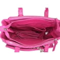 thumbnail image 3 of ZzFab Multi Zippers Fashion Locking Faux Leather Purse Tote Bag Hot Pink, 3 of 3