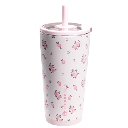 HydroJug Everyday Tumbler – Ceramic-Lined Insulated Tumbler with Straw and Soft-Touch Lid, Cup Holder Friendly – 20 oz, Wildrose