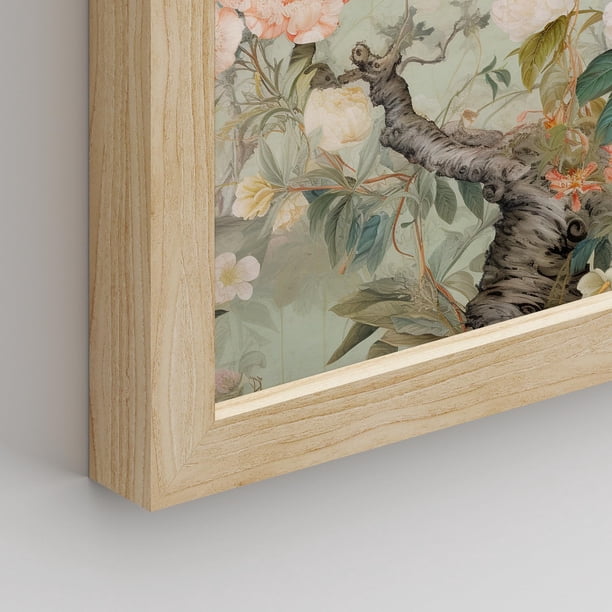 PixonSign Framed Wall Art Chinoiserie Bird and Flower  display picture 1