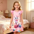 thumbnail image 2 of WhouRiu Girls Summer Cartoon Graphic Dresses Sleeveless Flutter Sleeve Crew Neck Dress Kids Comfortable Cute Casual Party Nightgown,9-10 Years, 2 of 4