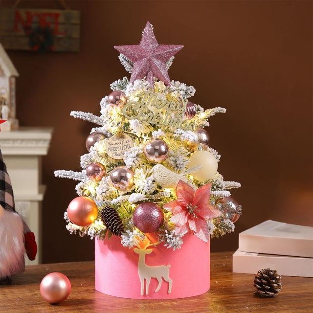 Fiudx Mini Árbol de Navidad, Adornos Coloridos, Decoración de Escritorio Pequeña, Decoración para Fiestas Navideñas, Mesa para El Hogar o La Oficina, Regalo para Familiares y Amigos, Tamaño de 45 Cm,