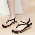 thumbnail image 3 of Ablanczoom Womens Sandals Clip toe Rhinestone Summer Flat sandal, 3 of 7