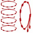 thumbnail image 2 of K-KED 7 Knots Good Luck Red Bracelets Kabbalah Amulet Thread String Anklet Unisex Gift-4 PCS, 2 of 9