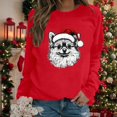 thumbnail image 2 of Tiweut Women's Sweatshirts Christmas Cozy Dogs Graphic Crewneck Pullover Long Sleeve Soft Fleece Loose Fit Holiday Pullover Blouses,B-Red,2XL, 2 of 5