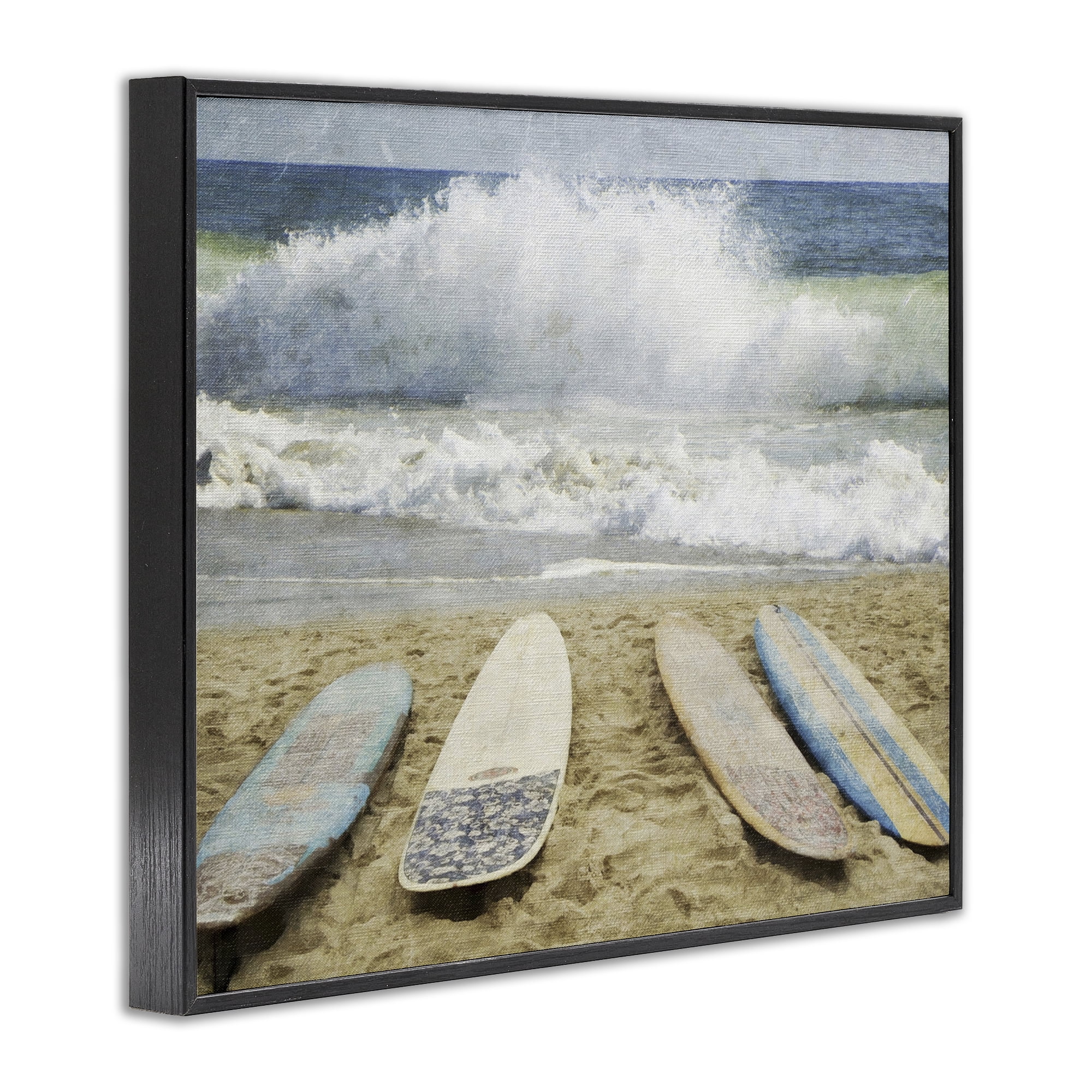 Stupell Industries Surfboards At The Ready Black Framed Giclee Art, design by Grotto Studios