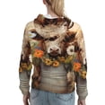 thumbnail image 7 of Fotbe Bucket Flower Cow Pattern Womens Long Sleeve Hoodie, Pullover Hooded Sweatshirt, Kangaroo Pocket Hoodie with Eye-catching Drawstrings-XX-Large, 7 of 7