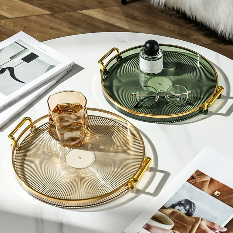 Cawbing Gold Metal Perfume Tray - 12" Round Vanity Makeup Tray Jewelry  Organizer Tray Coffee Table Decorative Tray Dresser Bathroom Tray  Countertop ...