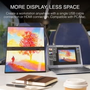 Packard Bell airFrame Portable Dual Monitor for Laptops, 15.6 Stacked Dual Screens, USB-C & Mini HDMI,