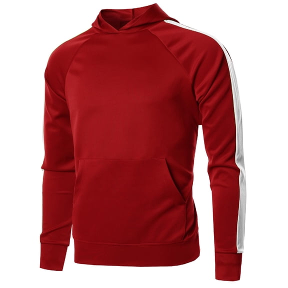 FashionOutfit Men's Shoulder Panel Track Pull-Over Hoodie Top