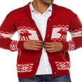thumbnail image 1 of Cardigan de Noël pour Hommes Manches Longues Col Châle Imprimé Renne Flocon de Neige Tricot, 1 of 5