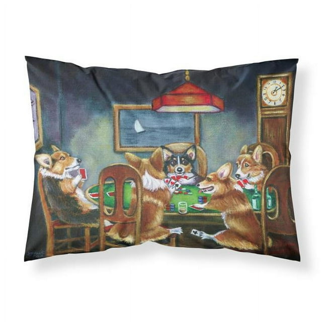Carolines Treasures 7416PILLOWCASE Corgi Playing Poker Fabric Standard Pillowcase