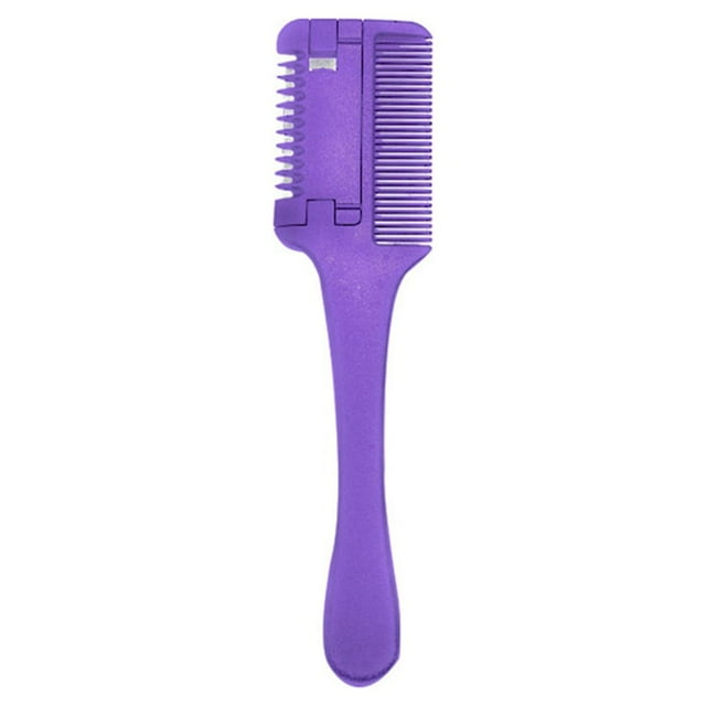 Peigne de Coiffure avec Poignée Double Usage Double Face Multiusage Amincissant pour Cheveux Hommes Accessoires de Rasage Barbier Taille-Cheveux Violet