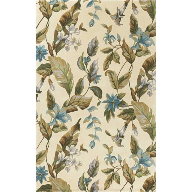 HomeRoots 350029 5 x 8 ft. Wool Ivory & Teal Area Rug