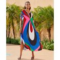 thumbnail image 4 of EDOLYNSA Bright Printed Kaftan Dress Batwing Sleeve Summer Outfit Plus Size Bathing Wear Cover Up Caftan Housewear, 4 of 8